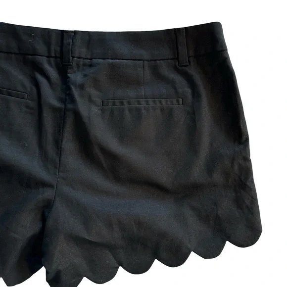 J Crew NWT Black Linen Blend Scalloped Hem 4” Inseam Shorts Women’s Size 14 - Picture 8 of 16